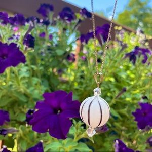 Vintage handblown glass striped necklace